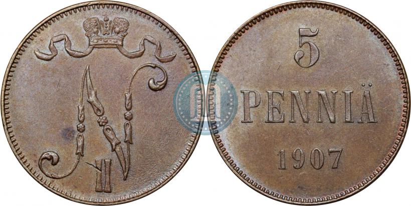 Picture 5 pennia 1907 year  