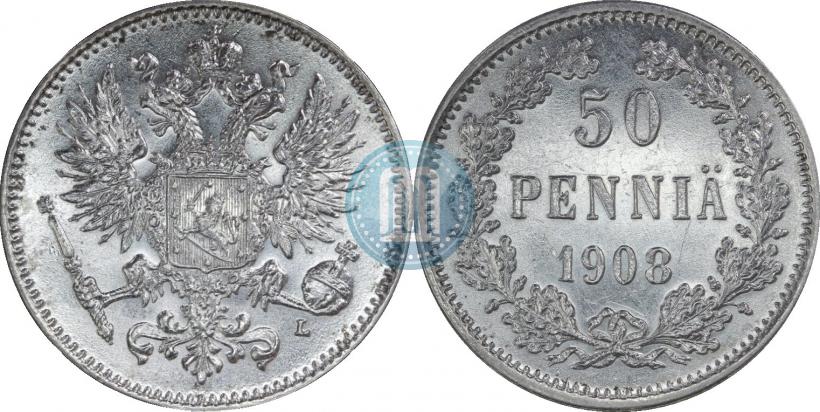 Picture 50 pennia 1908 year L 
