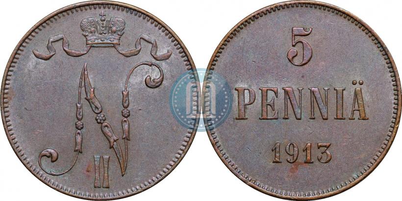 Picture 5 pennia 1913 year  