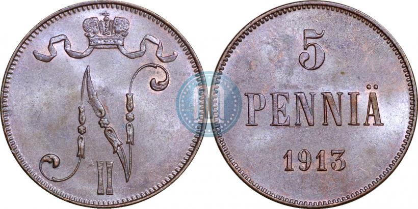 Picture 5 pennia 1913 year  
