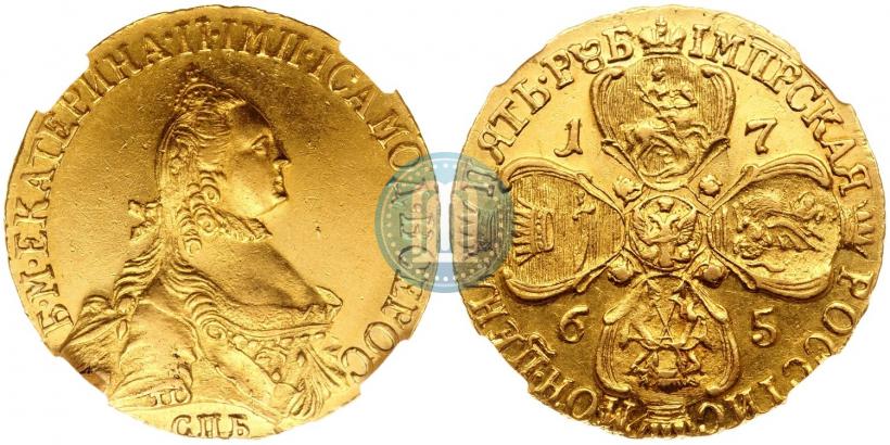Picture 5 roubles 1765 year СПБ-Т.I. 