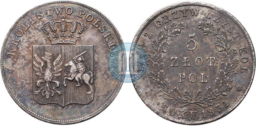 Picture 5 złotych 1831 year KG "Polish uprising"