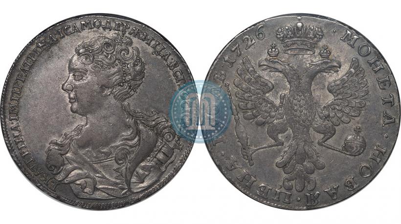 Фото 1 рубль 1726 года  "Московский тип, портрет влево"