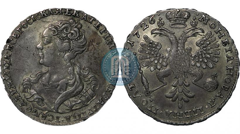 Фото Полтина 1726 года  "Московский тип, портрет влево"