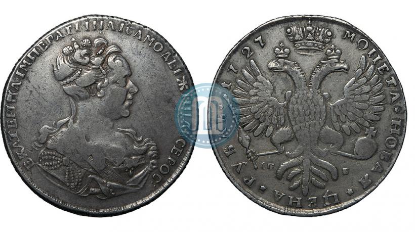 Фото 1 рубль 1727 года СПБ "Высокая прическа"