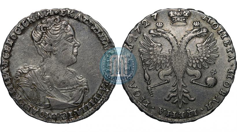 Фото Полтина 1727 года  "Московский тип, портрет вправо"