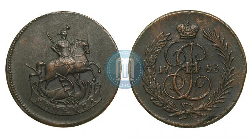Picture 1 kopeck 1763 year  