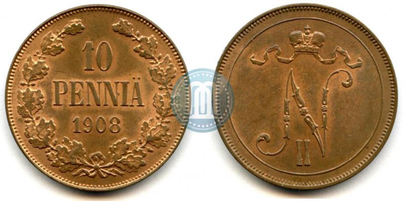 Picture 10 pennia 1908 year  