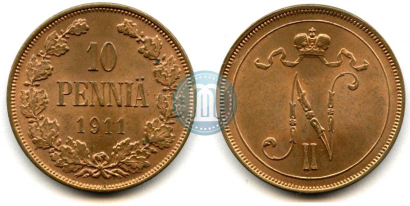 Picture 10 pennia 1911 year  
