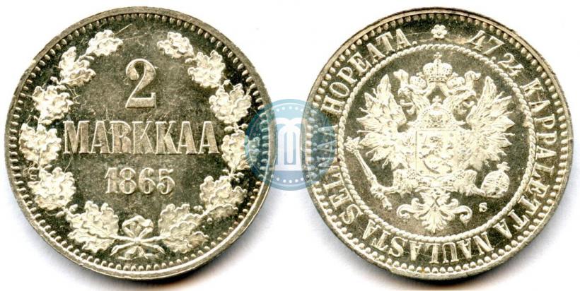 Picture 2 markkaa 1865 year S 