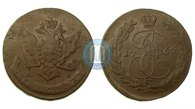 Picture 5 kopecks 1765 year ЕМ 