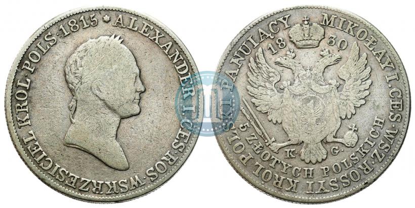 Picture 5 złotych 1830 year KG 