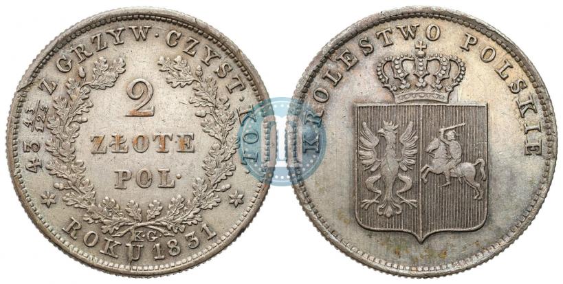Picture 2 złote 1831 year KG "Polish uprising"