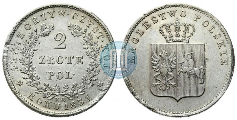 Picture 2 złote 1831 year KG "Polish uprising"