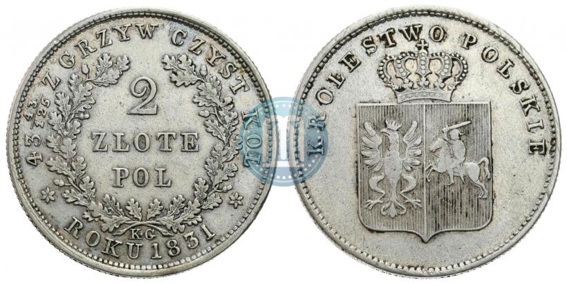 Фото 2 злотых 1831 года KG "Польское восстание"