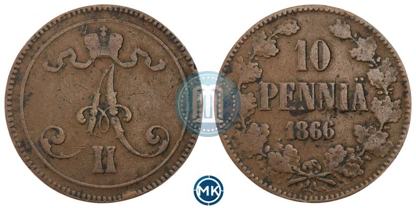 Фото 10 пенни 1866 года  