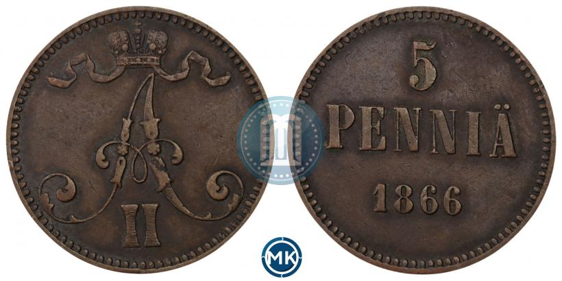 Фото 5 пенни 1866 года  