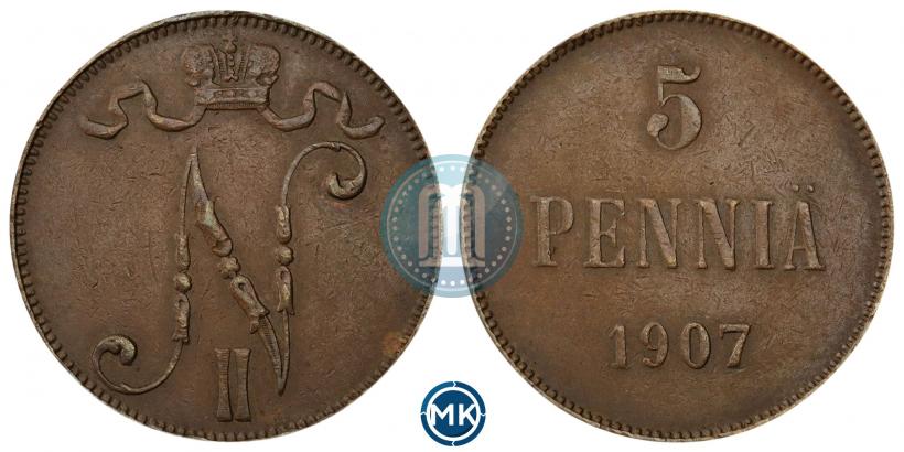 Picture 5 pennia 1907 year  