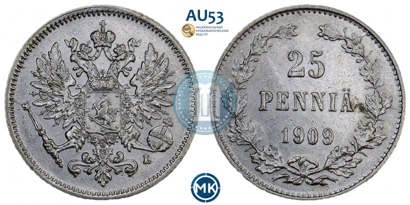 Picture 25 pennia 1909 year L 