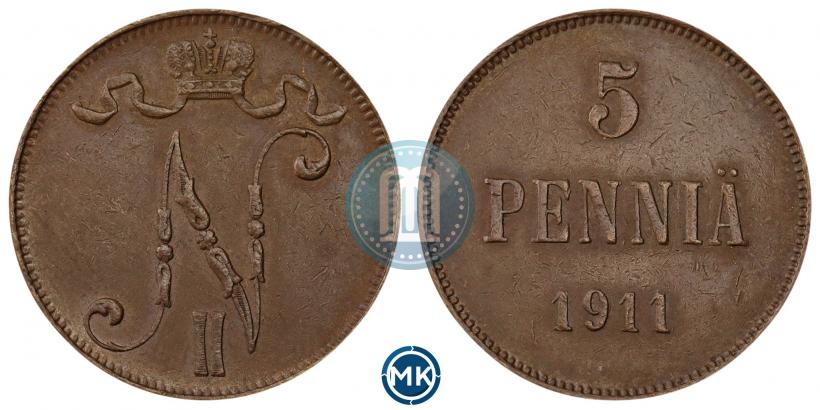 Picture 5 pennia 1911 year  