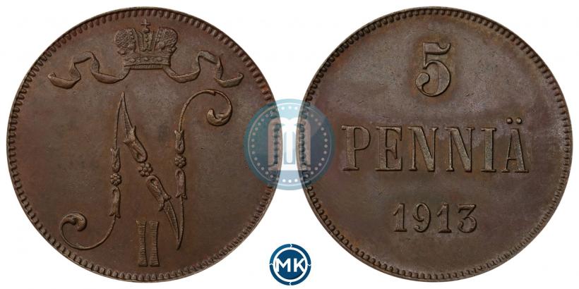 Picture 5 pennia 1913 year  