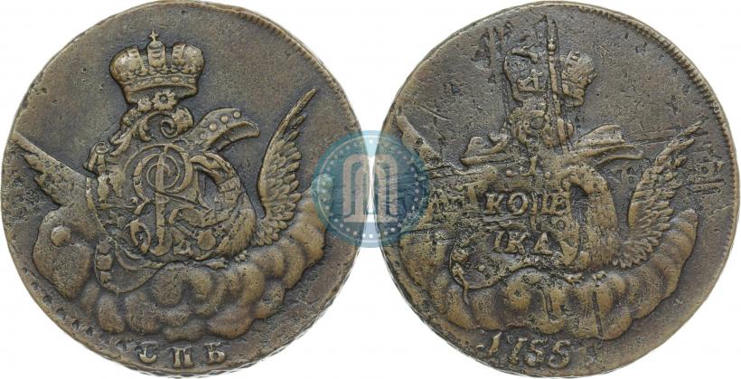 Picture 1 kopeck 1755 year СПБ 