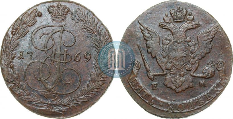 Picture 5 kopecks 1769 year ЕМ 
