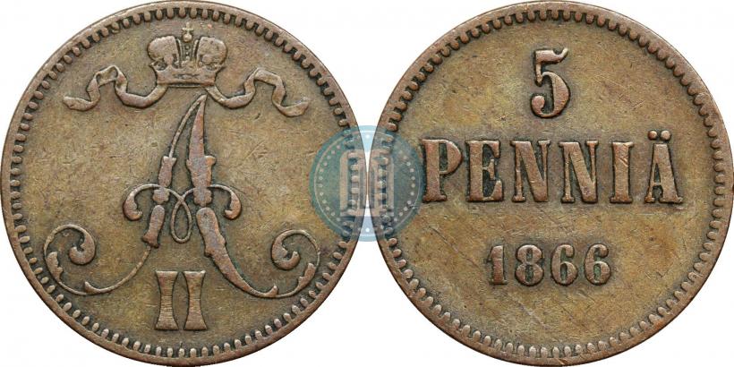 Picture 5 pennia 1866 year  