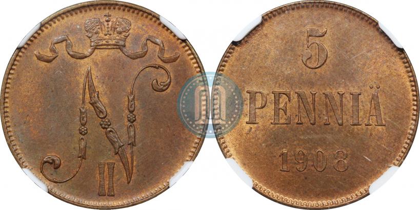 Фото 5 пенни 1908 года  