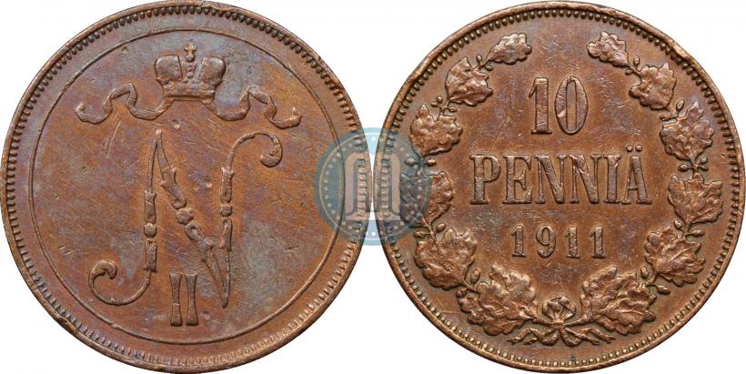 Picture 10 pennia 1911 year  
