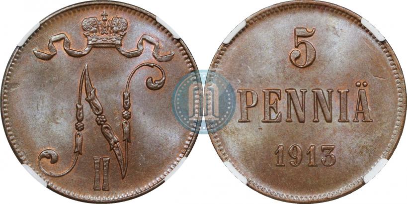 Picture 5 pennia 1913 year  