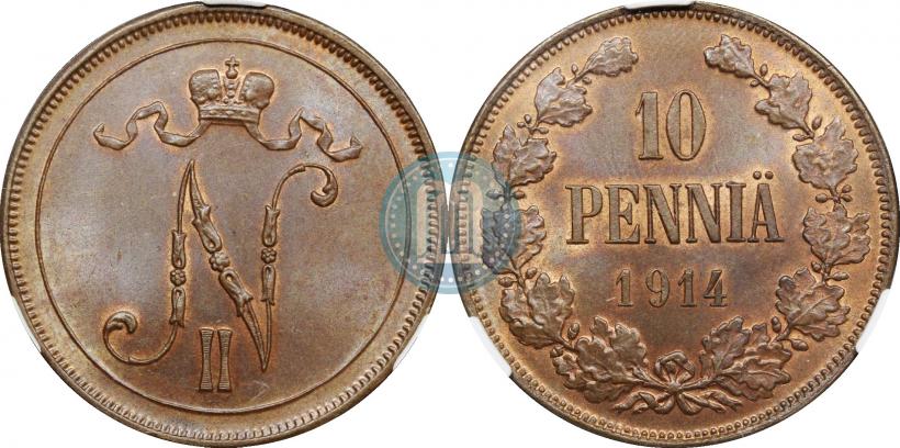 Фото 10 пенни 1914 года  