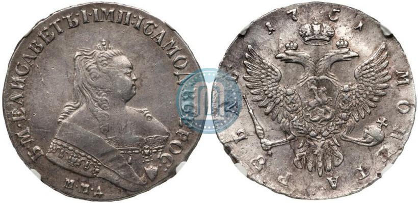 Фото 1 рубль 1751 года ММД 