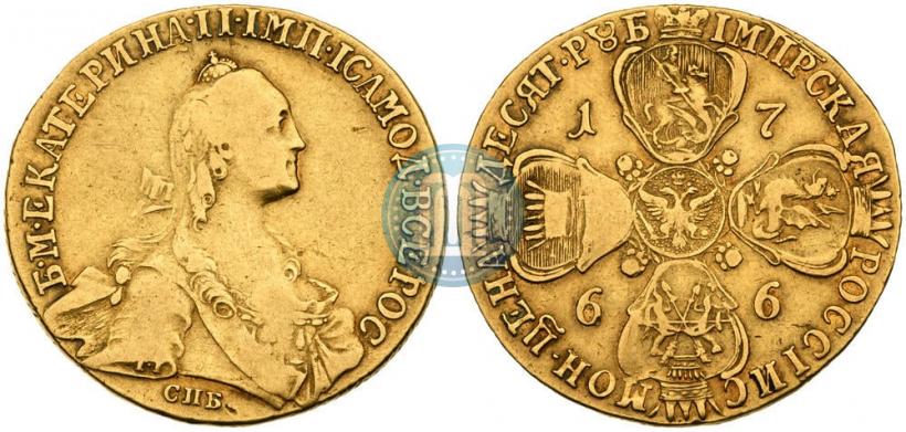 Фото 10 рублей 1765 года СПБ 