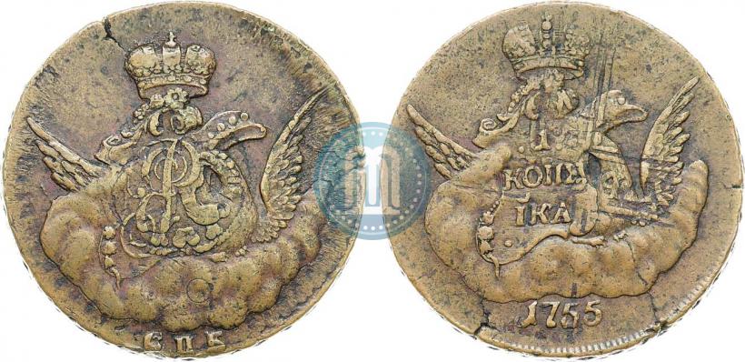 Picture 1 kopeck 1755 year СПБ 