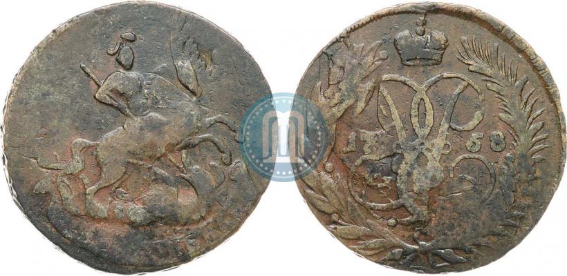 Picture 2 kopecks 1758 year  "Nominal under St. George"