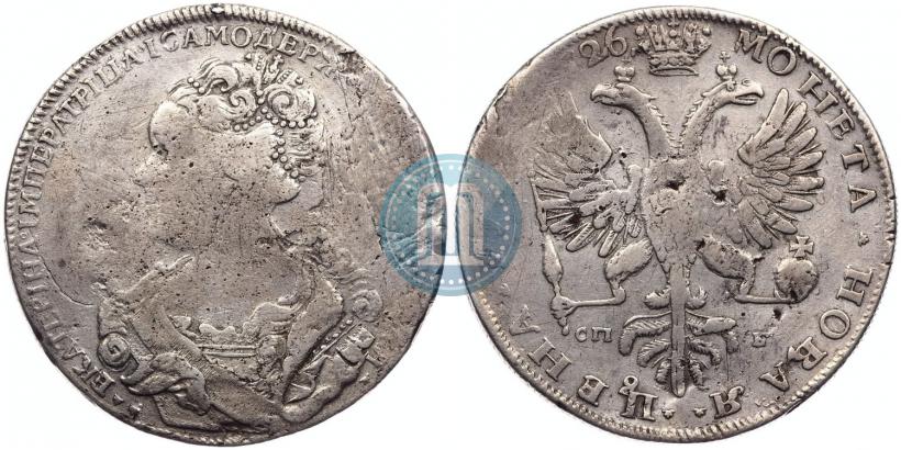 Picture 1 rouble 1726 year СПБ "Petersburg type, portrait turned to the left"