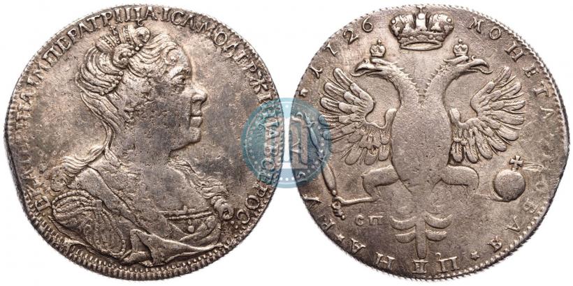 Picture 1 rouble 1726 year СПБ "Petersburg type, portrait turned to the right"