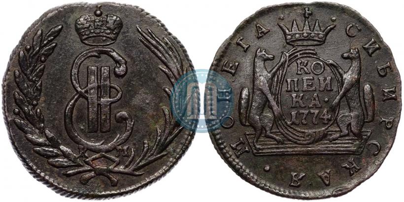 Picture 1 kopeck 1774 year КМ 