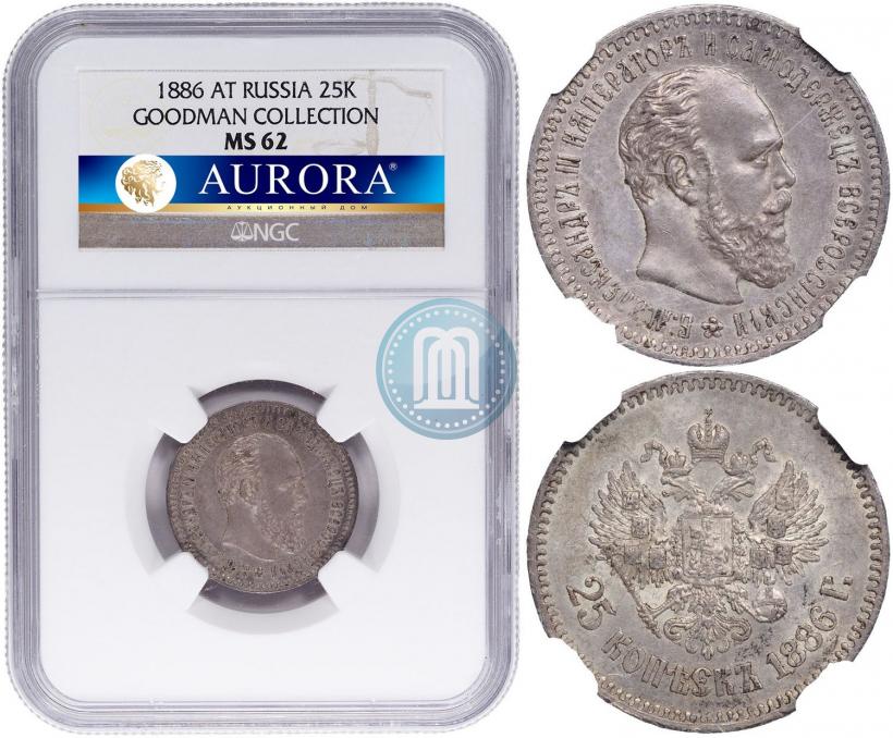 Фото 25 копеек 1886 года (АГ) 