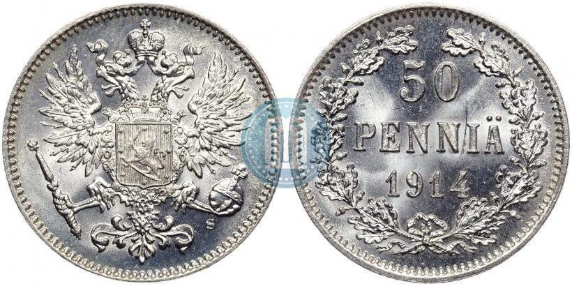 Фото 50 пенни 1914 года S 