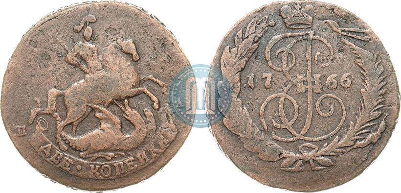 Picture 2 kopecks 1766 year СПМ 