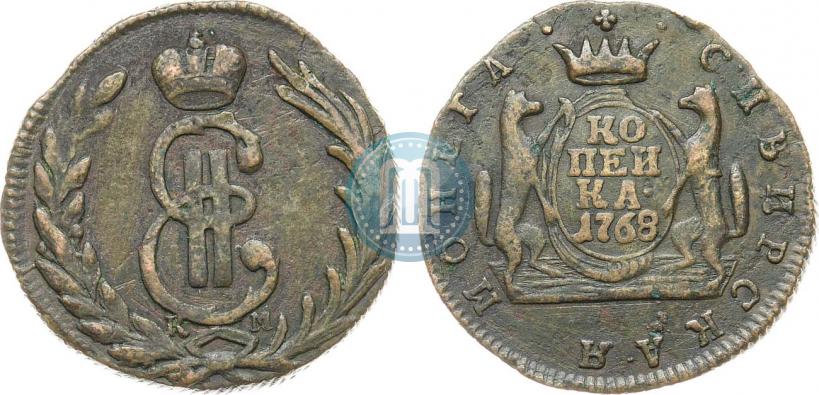 Фото 1 копейка 1768 года КМ 