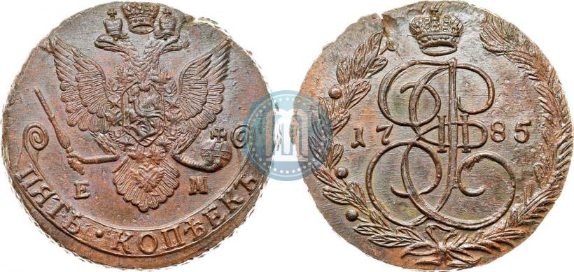 Picture 5 kopecks 1785 year ЕМ 