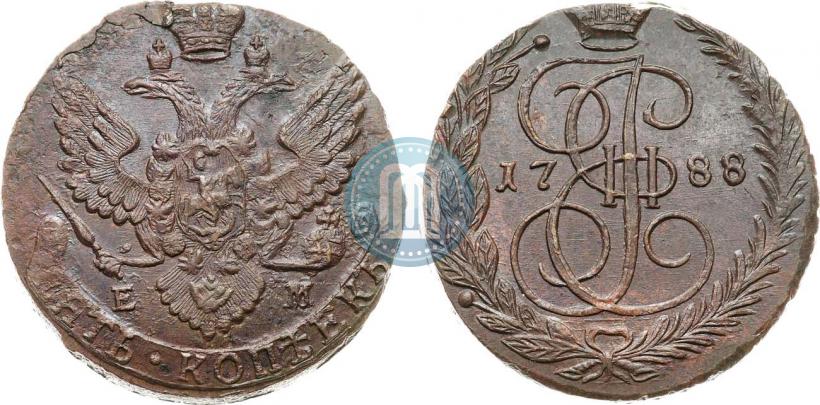 Picture 5 kopecks 1788 year ЕМ 