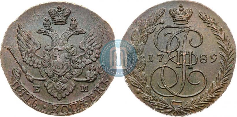 Picture 5 kopecks 1789 year ЕМ 