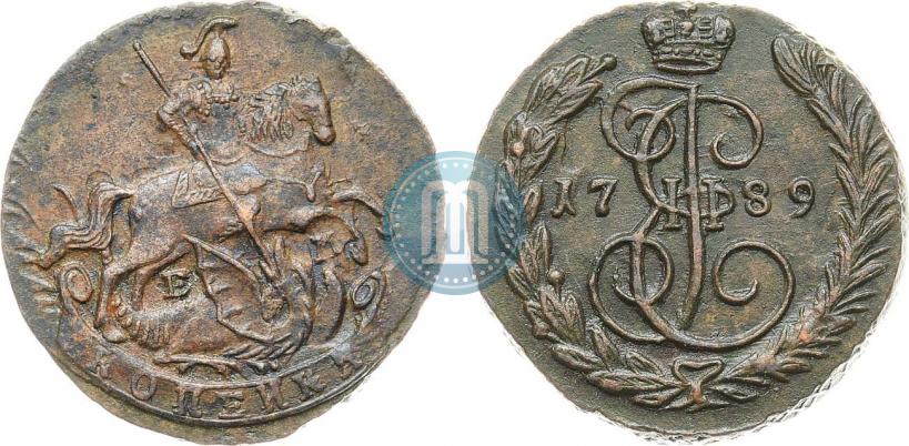Picture 1 kopeck 1789 year ЕМ 