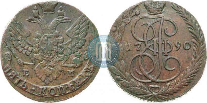 Picture 5 kopecks 1790 year ЕМ 