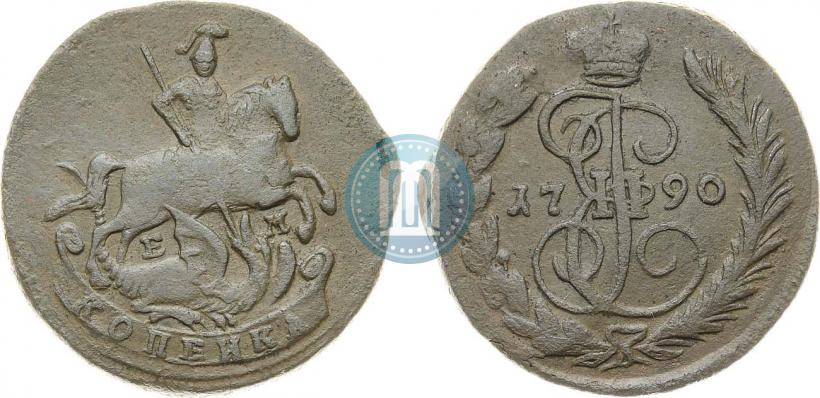 Picture 1 kopeck 1790 year ЕМ 