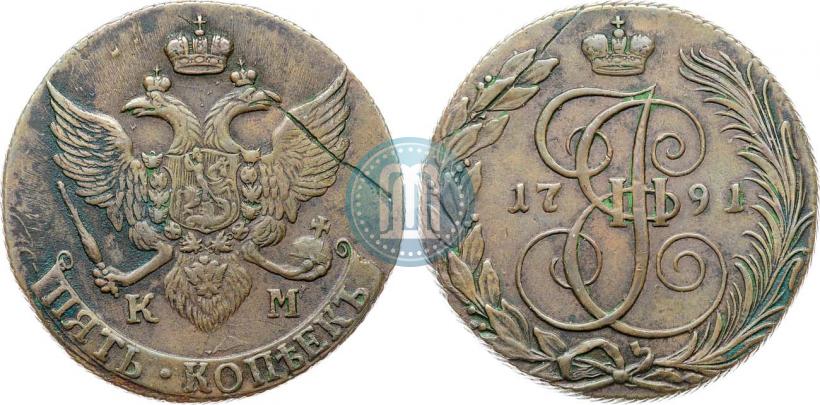 Picture 5 kopecks 1791 year КМ 